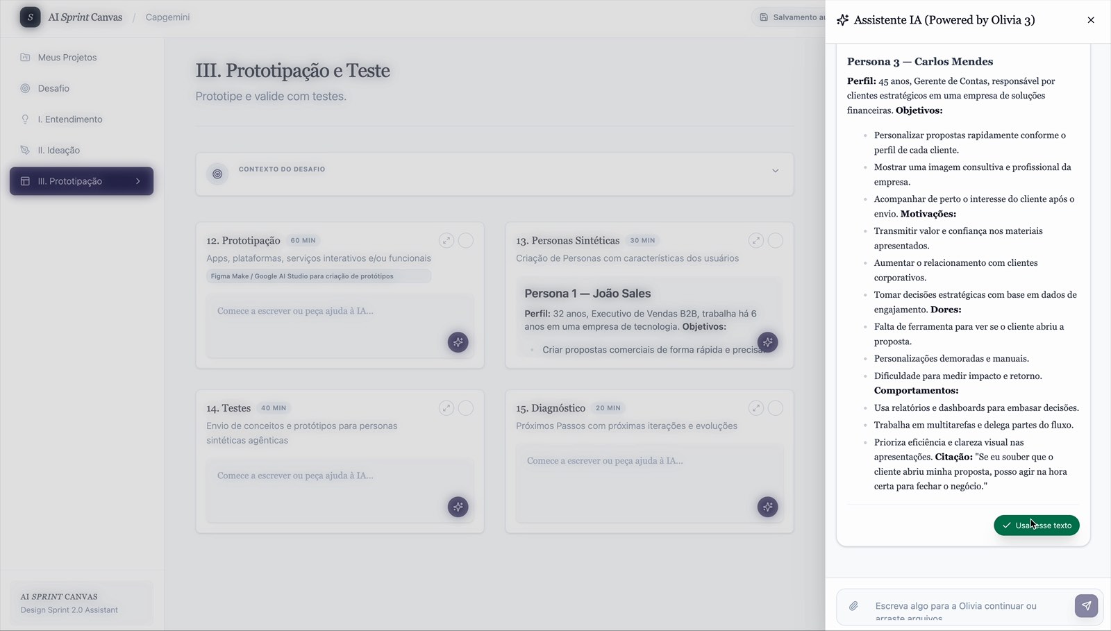 The Prototyping and Testing stage of AI Sprint Canvas.